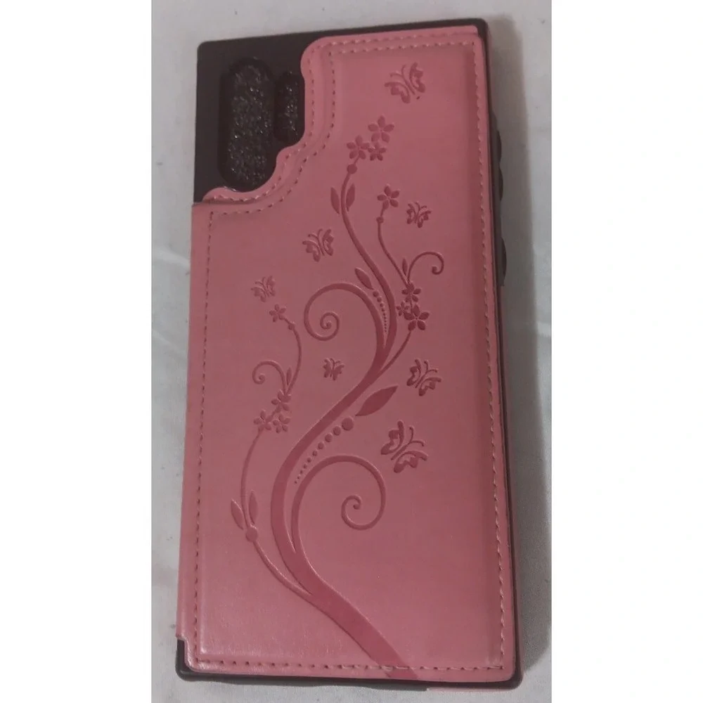 Wallet Phone Case‎ For Samsung Galaxy Note10+ Pink Leather Butterfly Floral READ